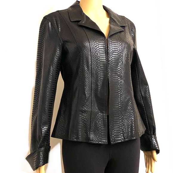 VIRTUE Faux Snake Leather Black Jacket - Picture 3 of 11